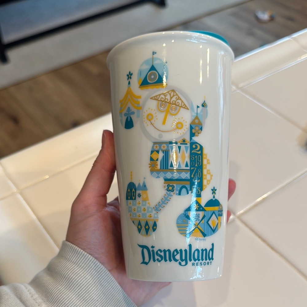 White and Blue Travel Mug